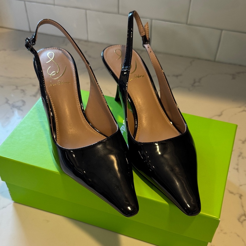 Sam Edelman Black Patent Slingback Heels